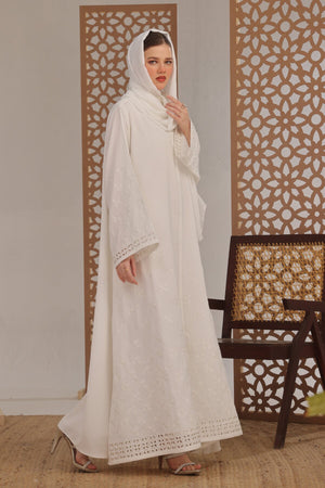 Lilac Leaf Petal Embroidered Abaya