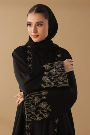 Deep Carmine Embroidered Abaya
