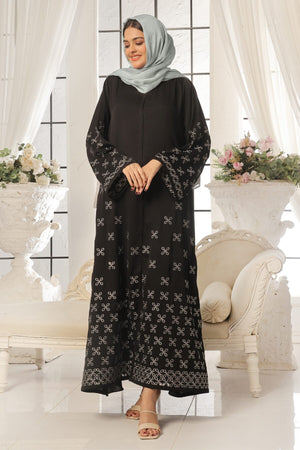 Lilac Leaf Petal Embroidered Abaya