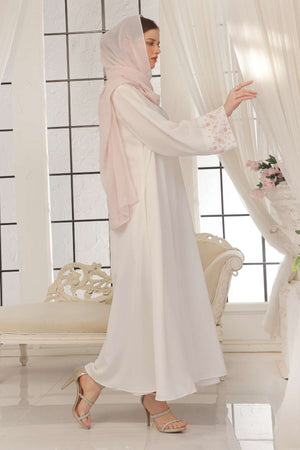Pastel Pink Beaded Abaya
