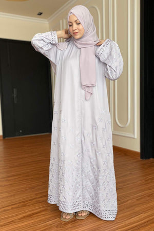 Black Leaf Petal Embroidered Abaya