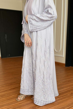 Black Leaf Petal Embroidered Abaya