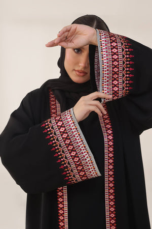 Noir Heritage Maroon Abaya