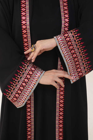 Noir Heritage Maroon Abaya