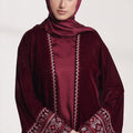 3 Piece - Maroon Velvet Abaya