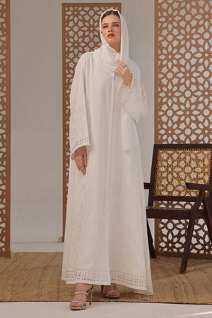 Black Leaf Petal Embroidered Abaya