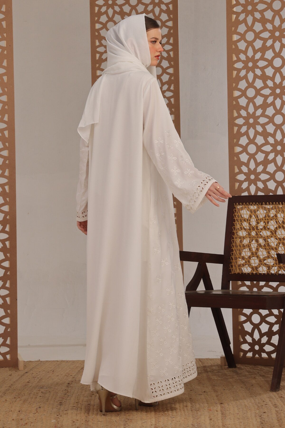 Rose Pink Embroidered Abaya