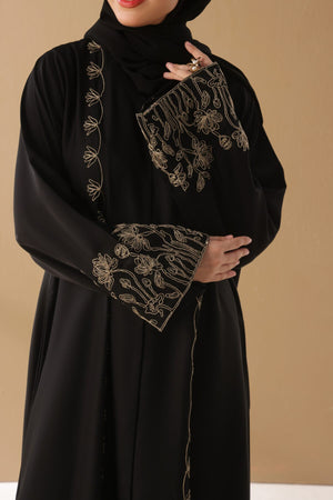 Deep Carmine Embroidered Abaya