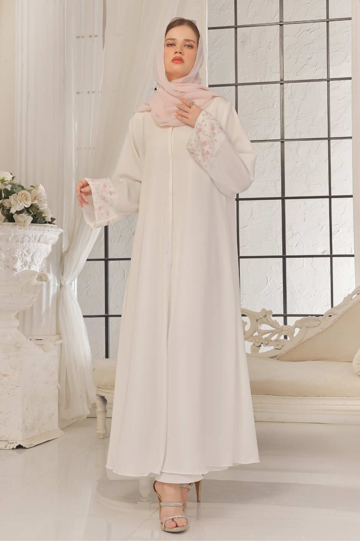 Sky Blue Beaded Abaya
