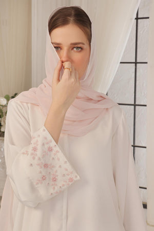 Pastel Pink Beaded Abaya