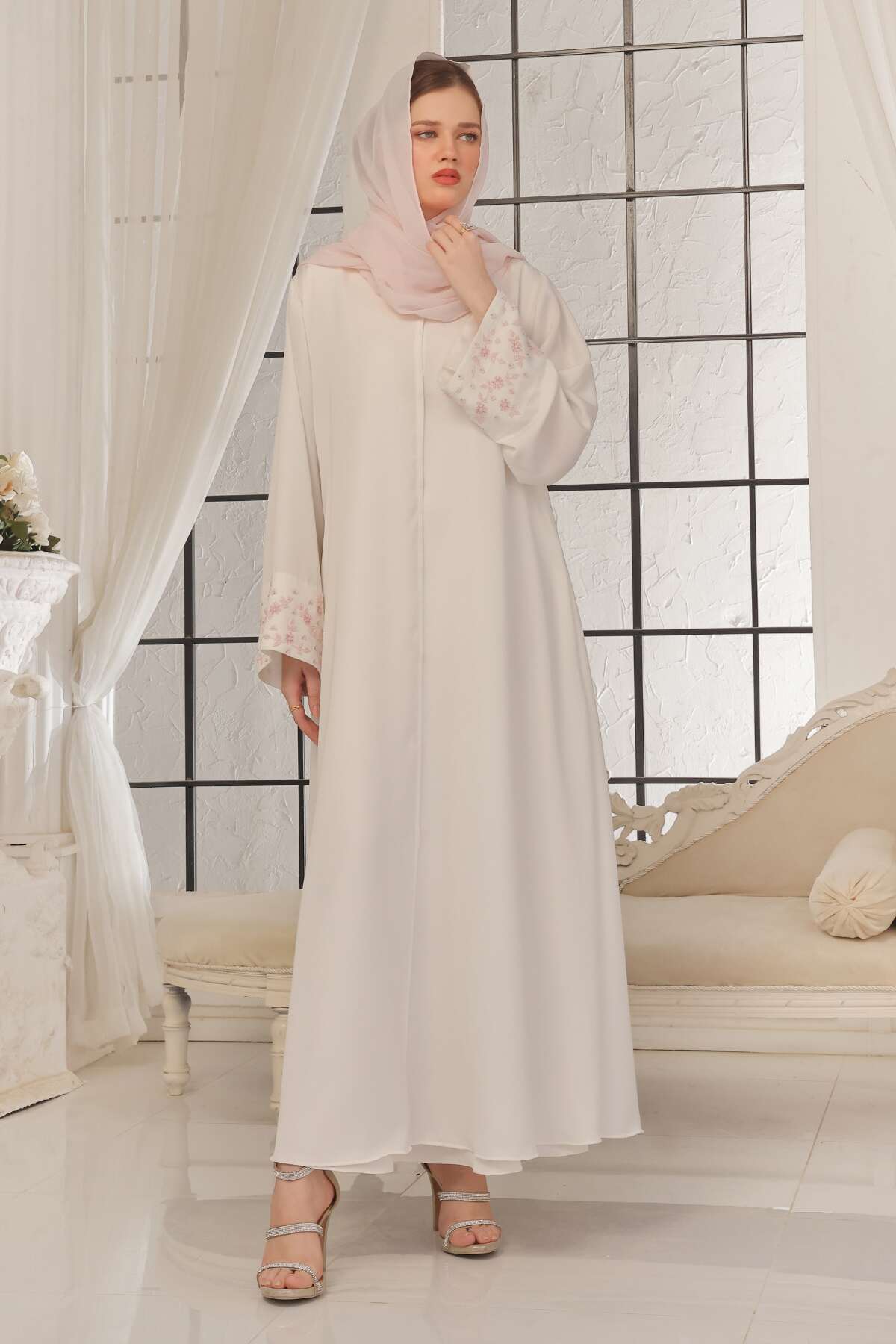 Sky Blue Beaded Abaya