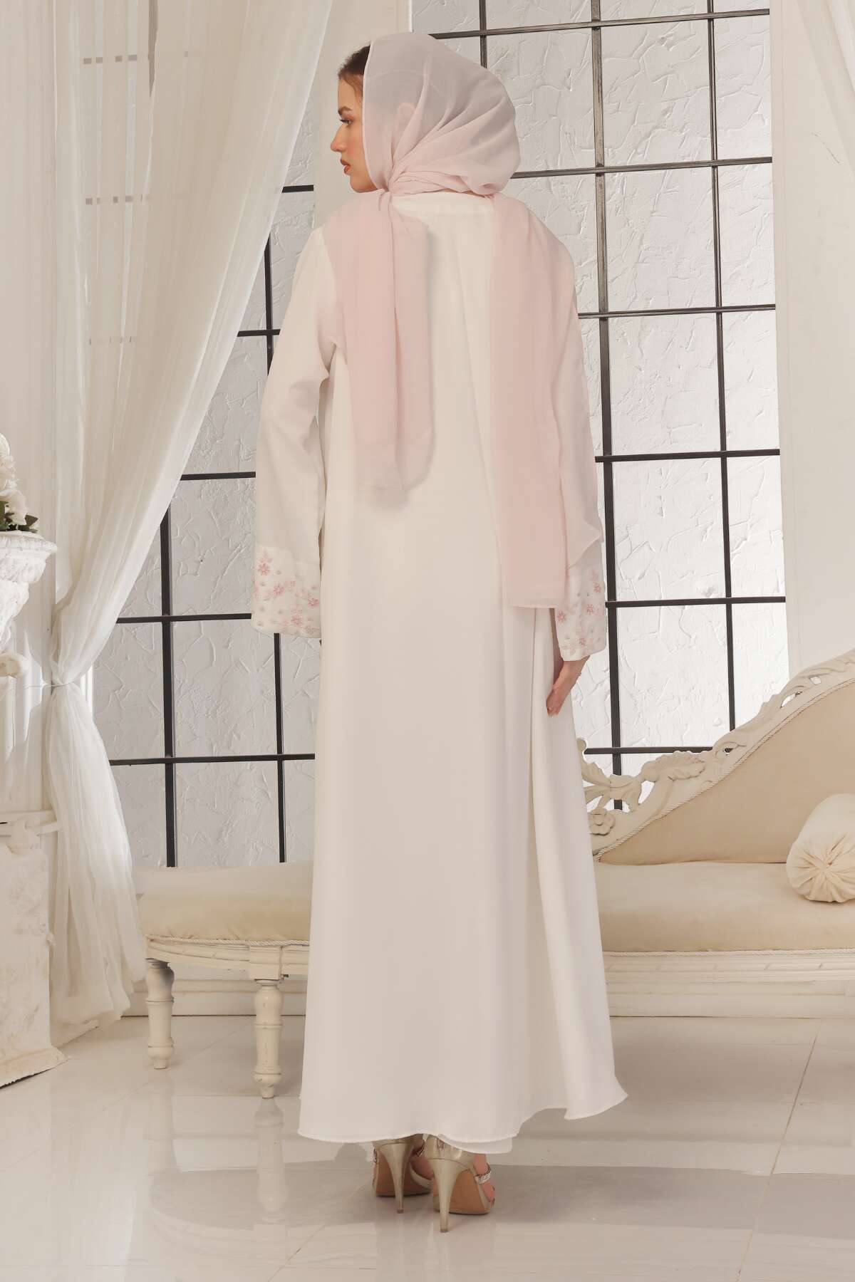 Sky Blue Beaded Abaya