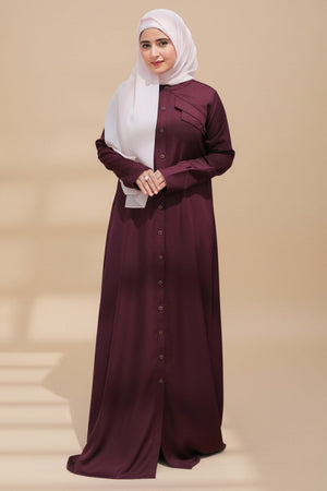 Olive Green Lapel Abaya