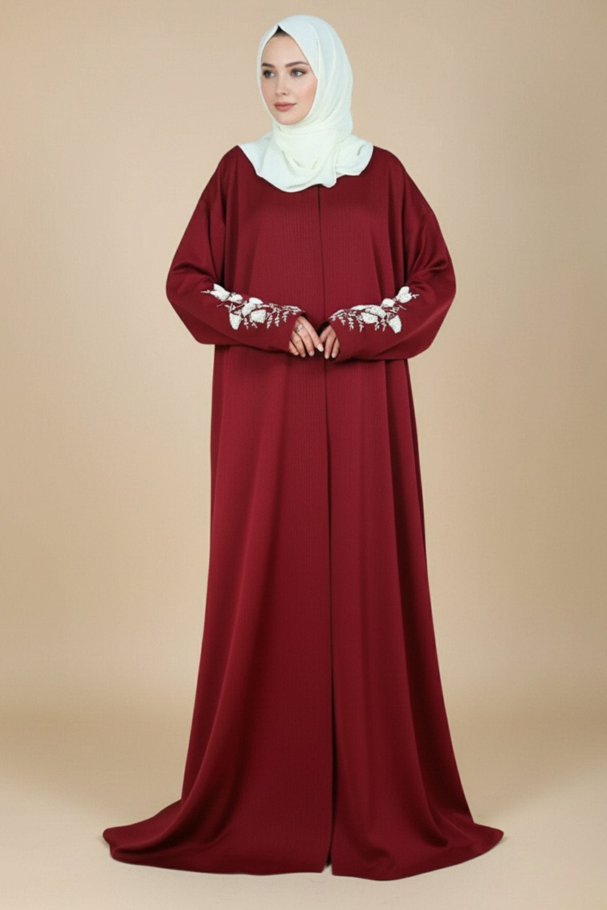Black Beaded Fixed Baggy Abaya
