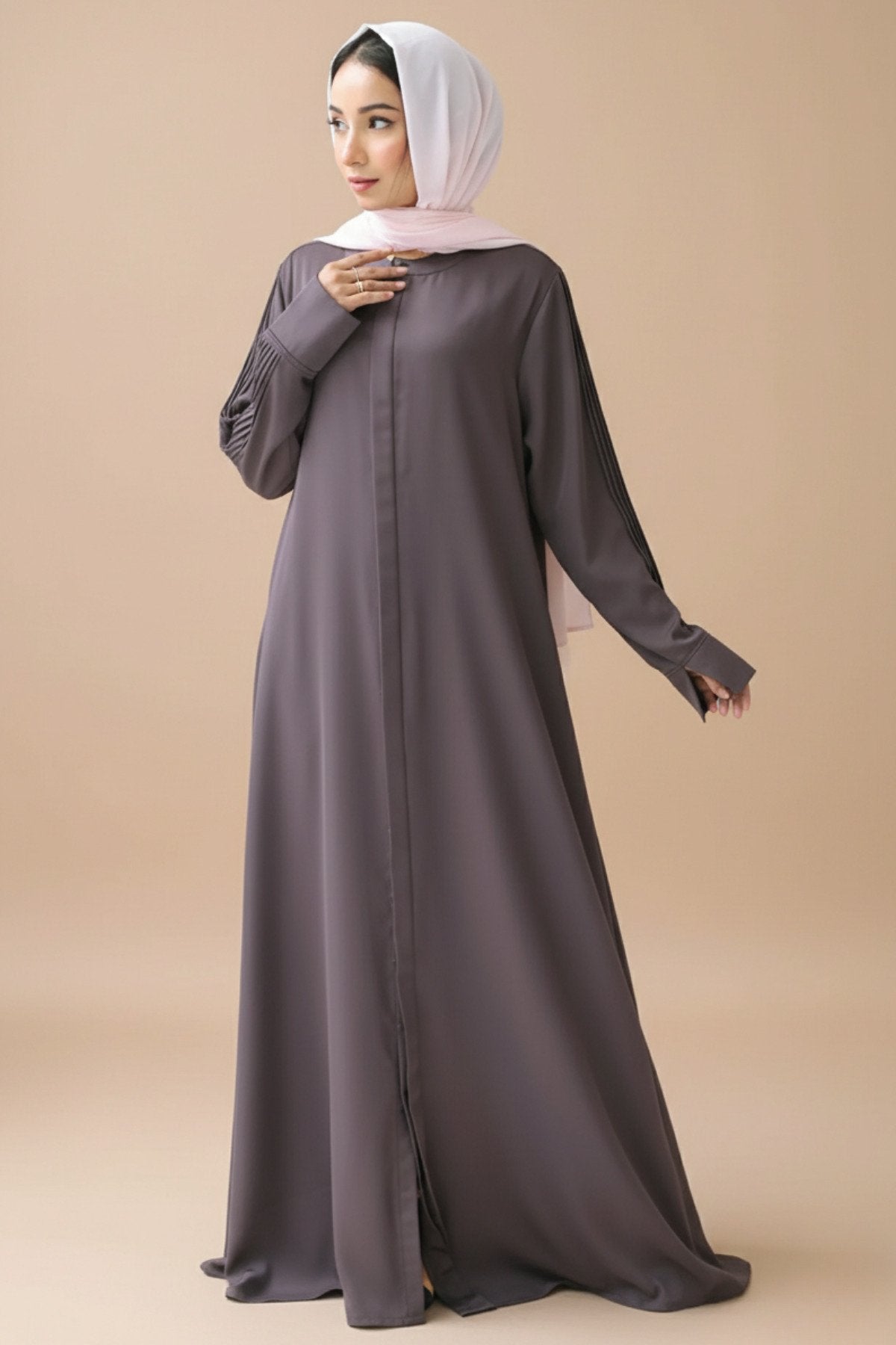 Mauve Pleated Abaya