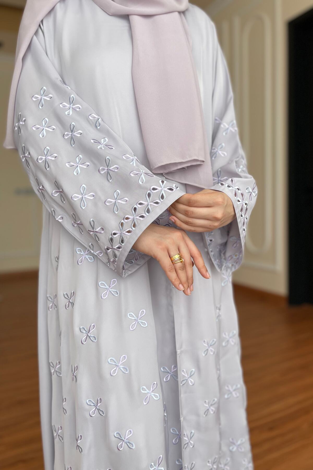Rose Pink Embroidered Abaya