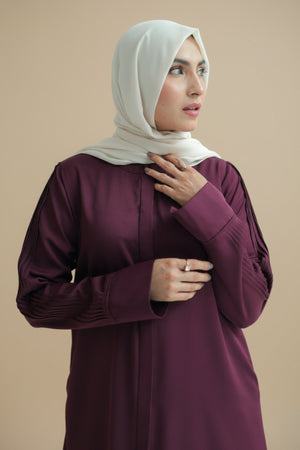 Gravel Pleated Abaya