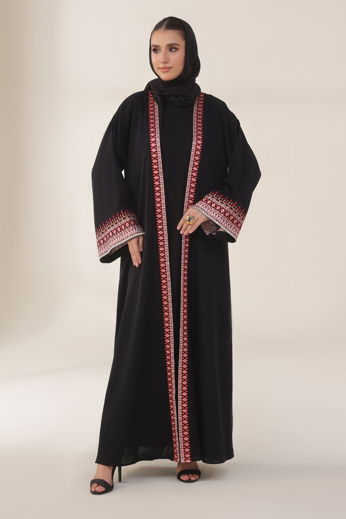 Noir Heritage Maroon Abaya