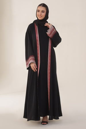 Noir Heritage Maroon Abaya