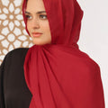 Red Crinkle Silk Hijab