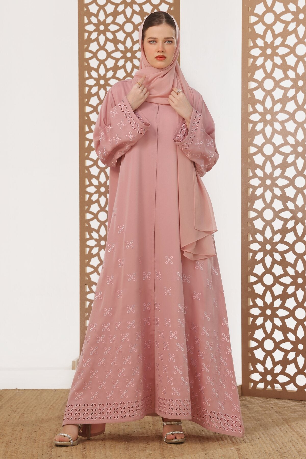 Black Leaf Petal Embroidered Abaya