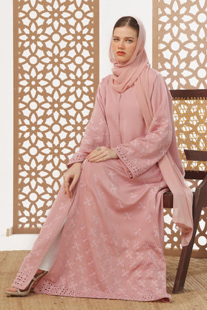 Lilac Leaf Petal Embroidered Abaya