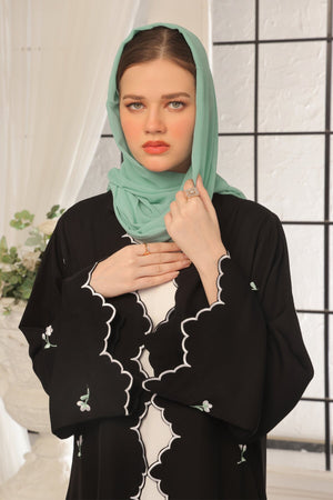 Wave Blue Embroidered Abaya
