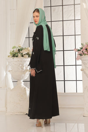 Wave Blue Embroidered Abaya